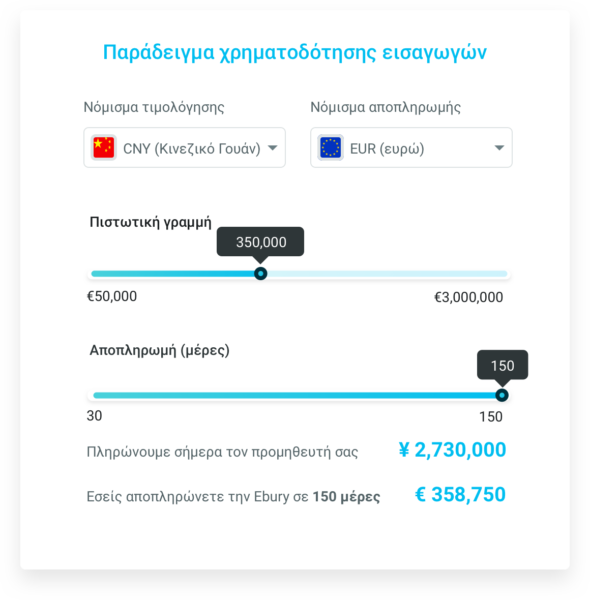 Import finance example